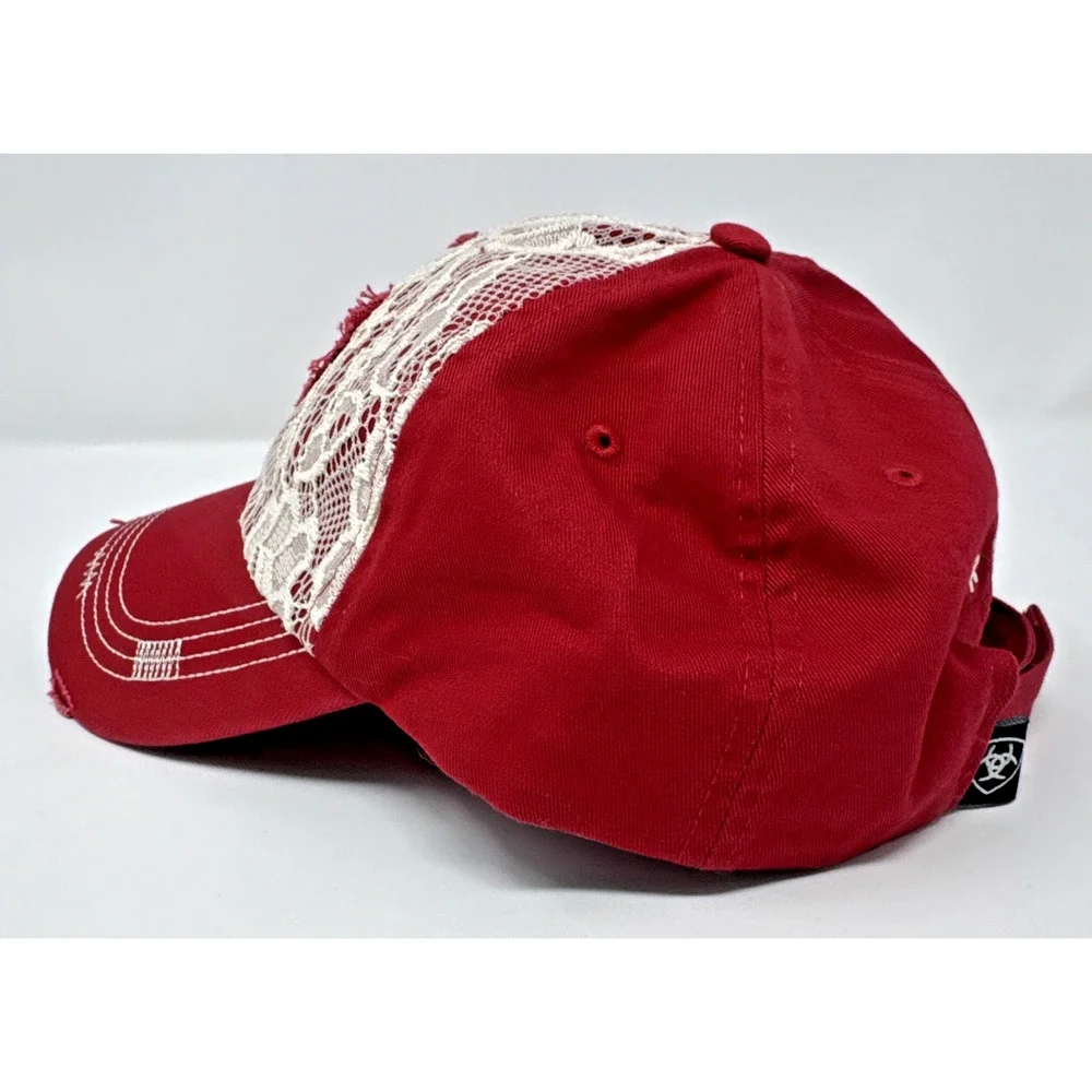 ARIAT Women's Red Distressed Light Weight Lace Baseball Cap